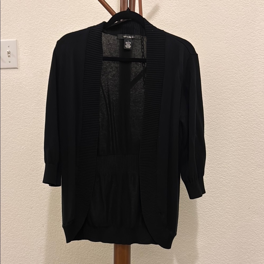 Black Open-Front Cardigan Sweater